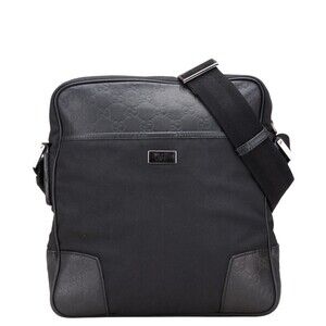 Gucci Guccissima Shoulder Crossbody Bag Black Nylon Leather